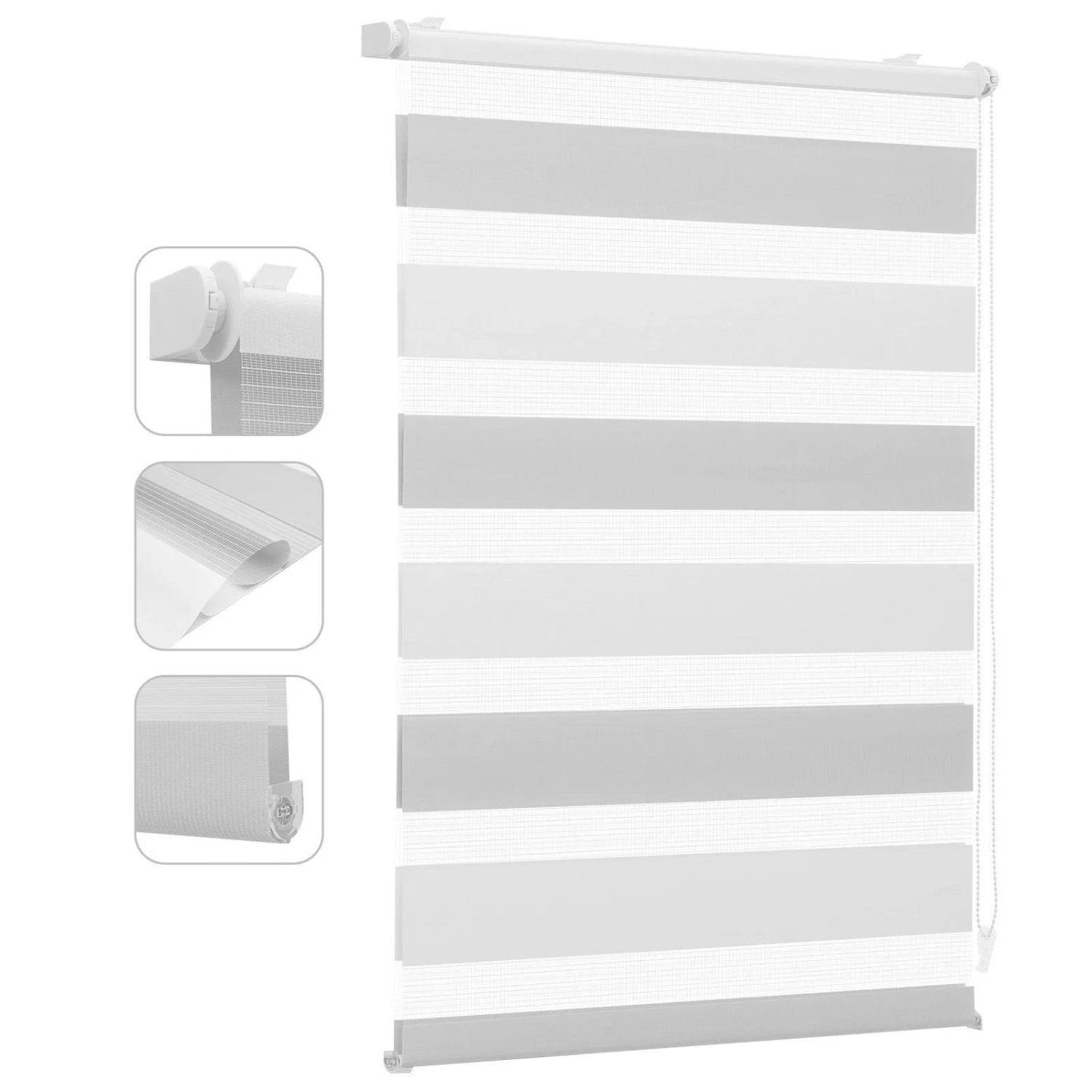 Sekey Zebra Doppelrollo Zweifarbig Klemmfix ohne Bohren Sichtschutz Weiß & Grau 115x150cm