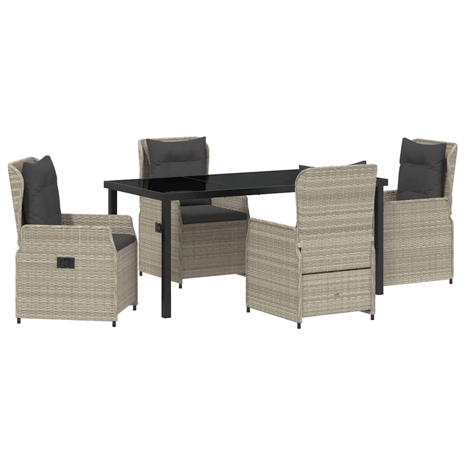 vidaXL Garten Essgruppe 5-Tlg Hellgrau Poly Rattan 3380977 günstig online kaufen