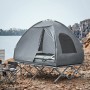Graues SoBuy 4in1-Zelt mit Feldbett und Schlafsack für 2 Personen beim Camping.
