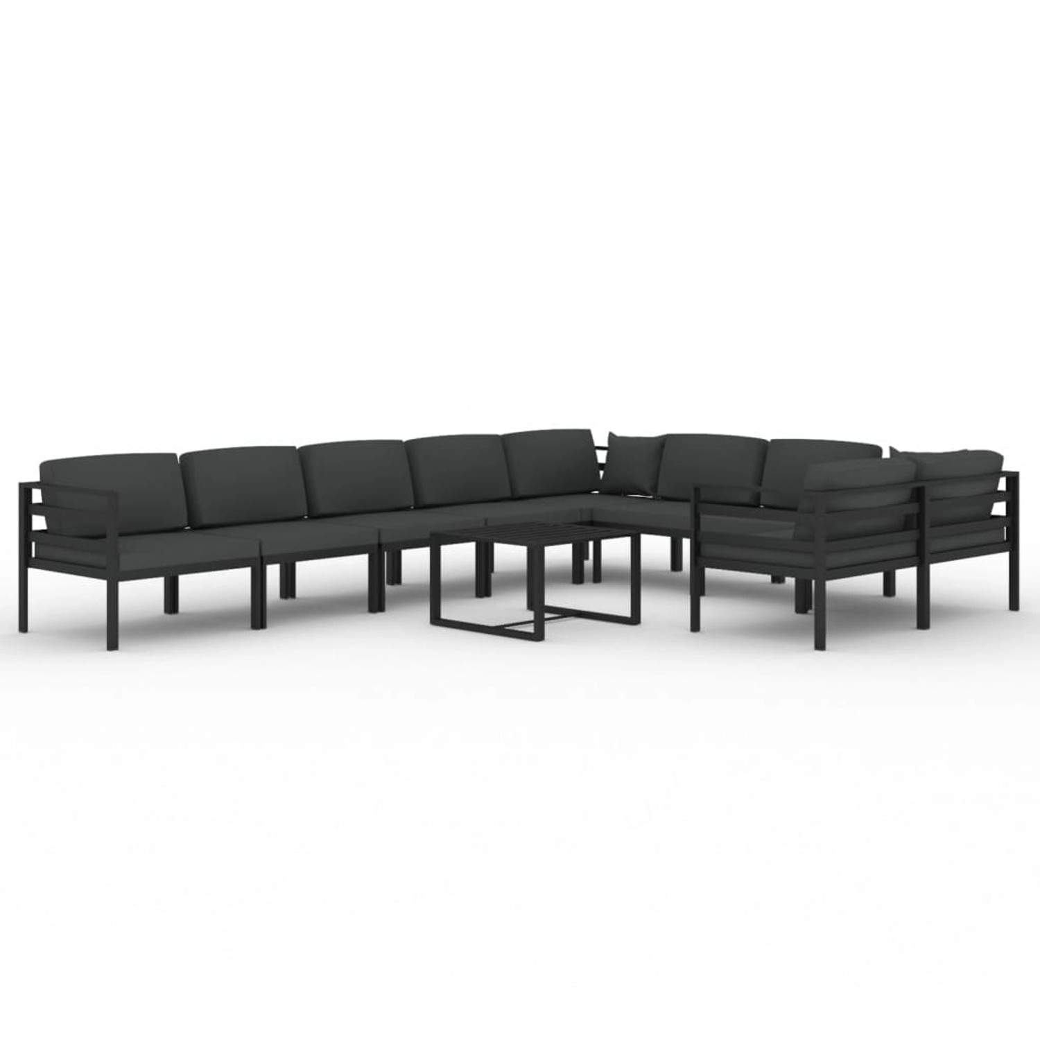 vidaXL 10-Tlg Garten-Lounge-Set mit Kissen Aluminium Anthrazit 3107824