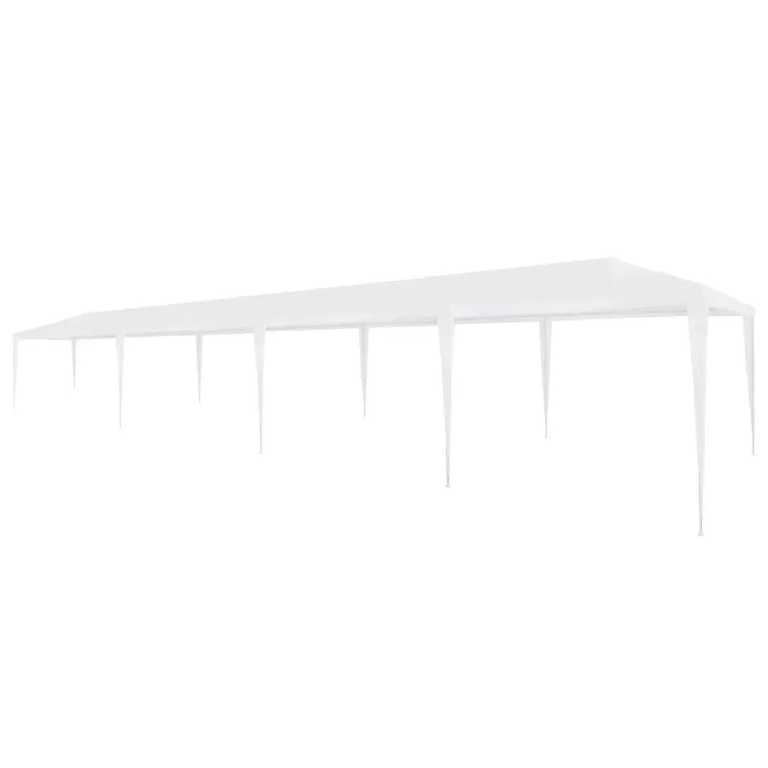 Weißes vidaXL Partyzelt 3x12 m aus PE, ideal für Gartenpartys und Feste im Freien.