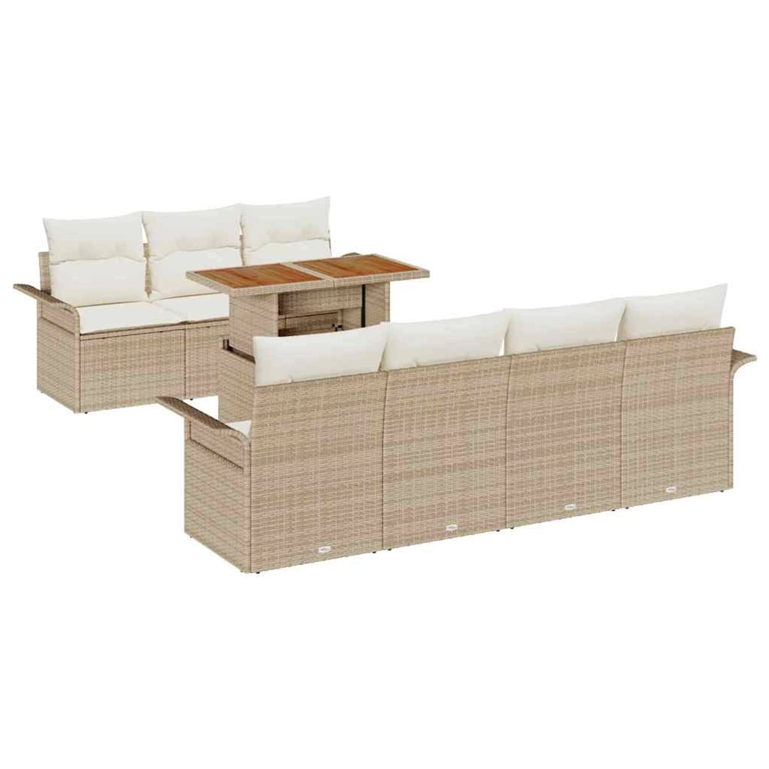 vidaXL Garten-Sofa-Set mit Speicher 8-Tlg Beige Poly Rattan 3358031 günstig online kaufen