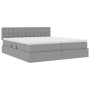 vidaXL Bett mit LED-Lichtleisten Hellgrau 200 x 200 cm Stoff 3371591_7