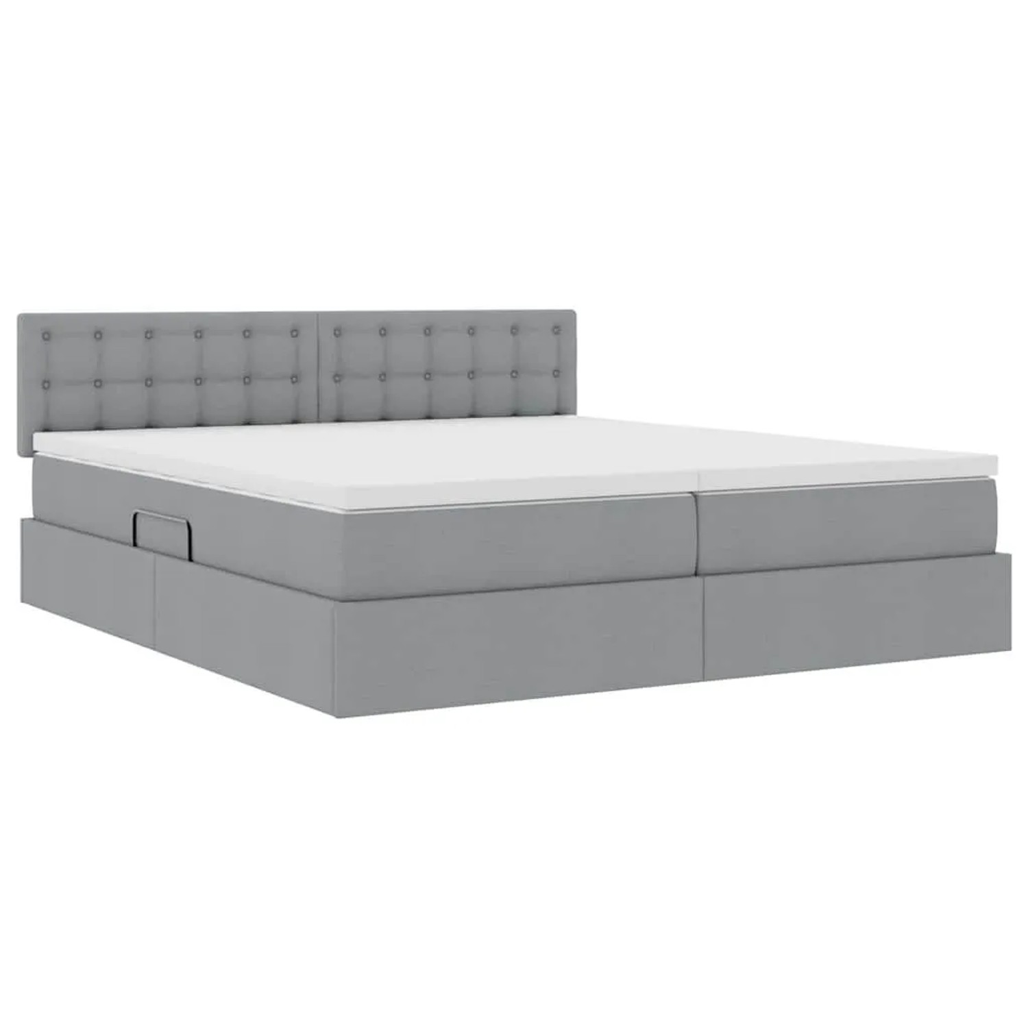 vidaXL Bett mit LED-Lichtleisten Hellgrau 200 x 200 cm Stoff 3371591_7