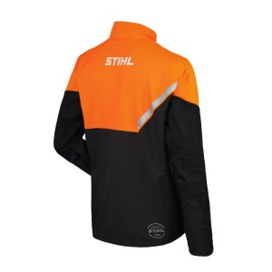 Stihl Function Core Arbeitsjacke in Schwarz-Orange. Reflektierende Details am Rücken für gute Sichtbarkeit.