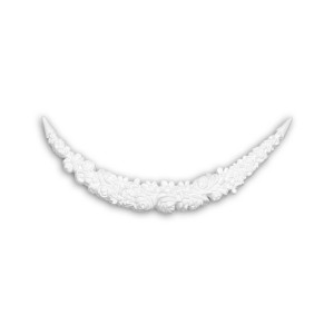 Weißes PROFHOME Zierelement Fassadenstuck mit floralem Muster, 46,3 cm lang.