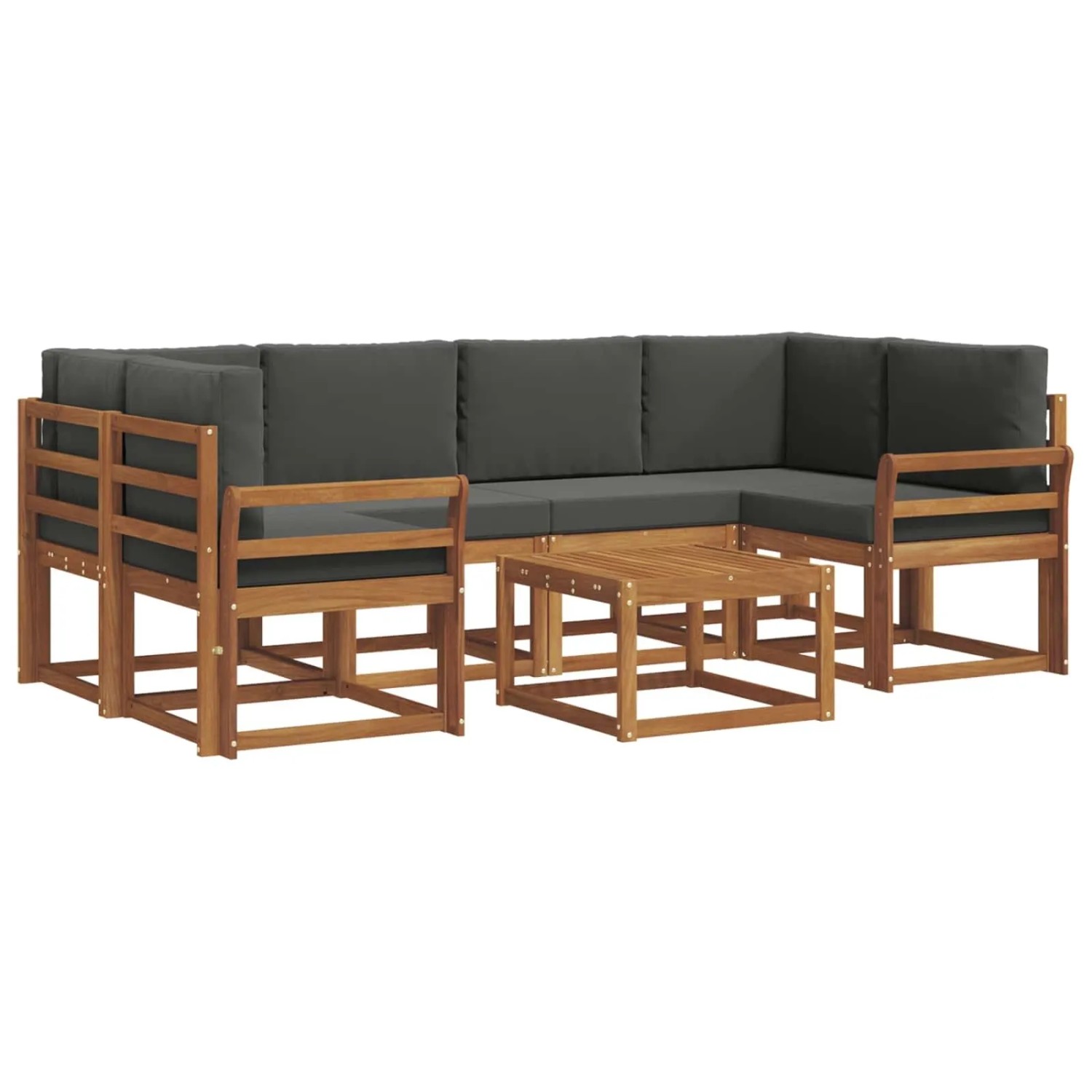 vidaXL Outdoor-Sofagarnitur mit Kissen 7-Tlg Natur und Anthrazit 3366080