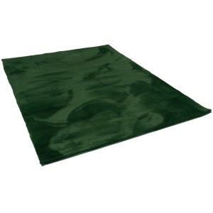 Rechteckiger, tannengrüner Fellteppich (140x180cm) der Marke Pergamon, super soft und luxuriös.