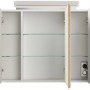 Offener Posseik Spiegelschrank 80 cm Eiche Gold mit LED-Lampe und Glasböden.