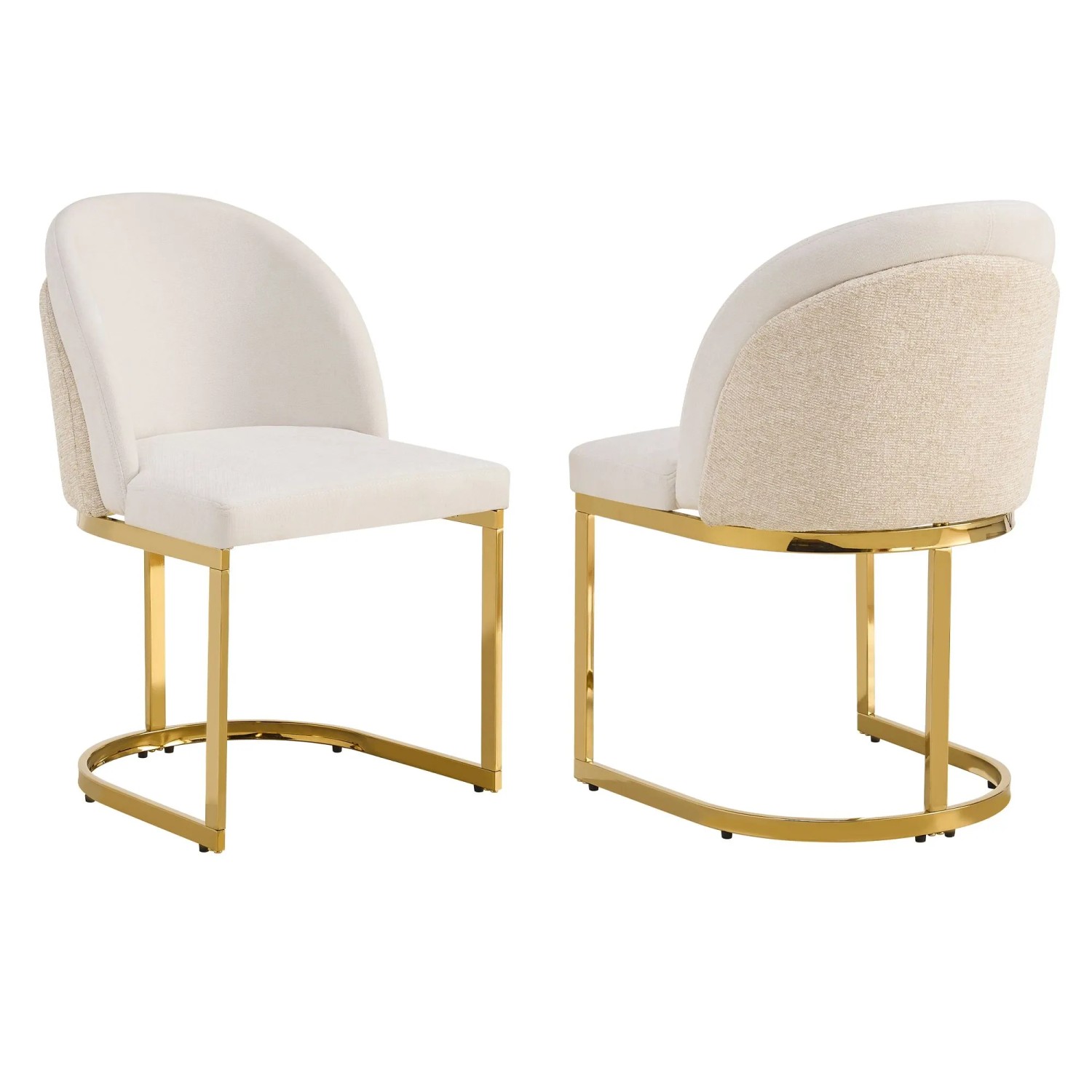 Merax Esszimmerstuhl 2er Set Chenille Beige Gold Rahmen