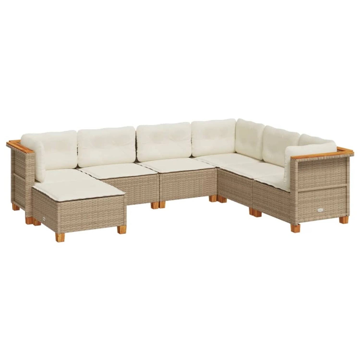 vidaXL 7-Tlg Garten-Sofagarnitur mit Kissen Beige Poly Rattan 3261937 günstig online kaufen