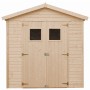 Timbela Holz-Gartenhaus M351+M351G mit Boden und quadratischen Fenstern, Frontansicht.