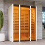 Weka Infrarotkabine Osby 1 mit Glasfront und wekaTherm-Flächenstrahler im modernen Design.