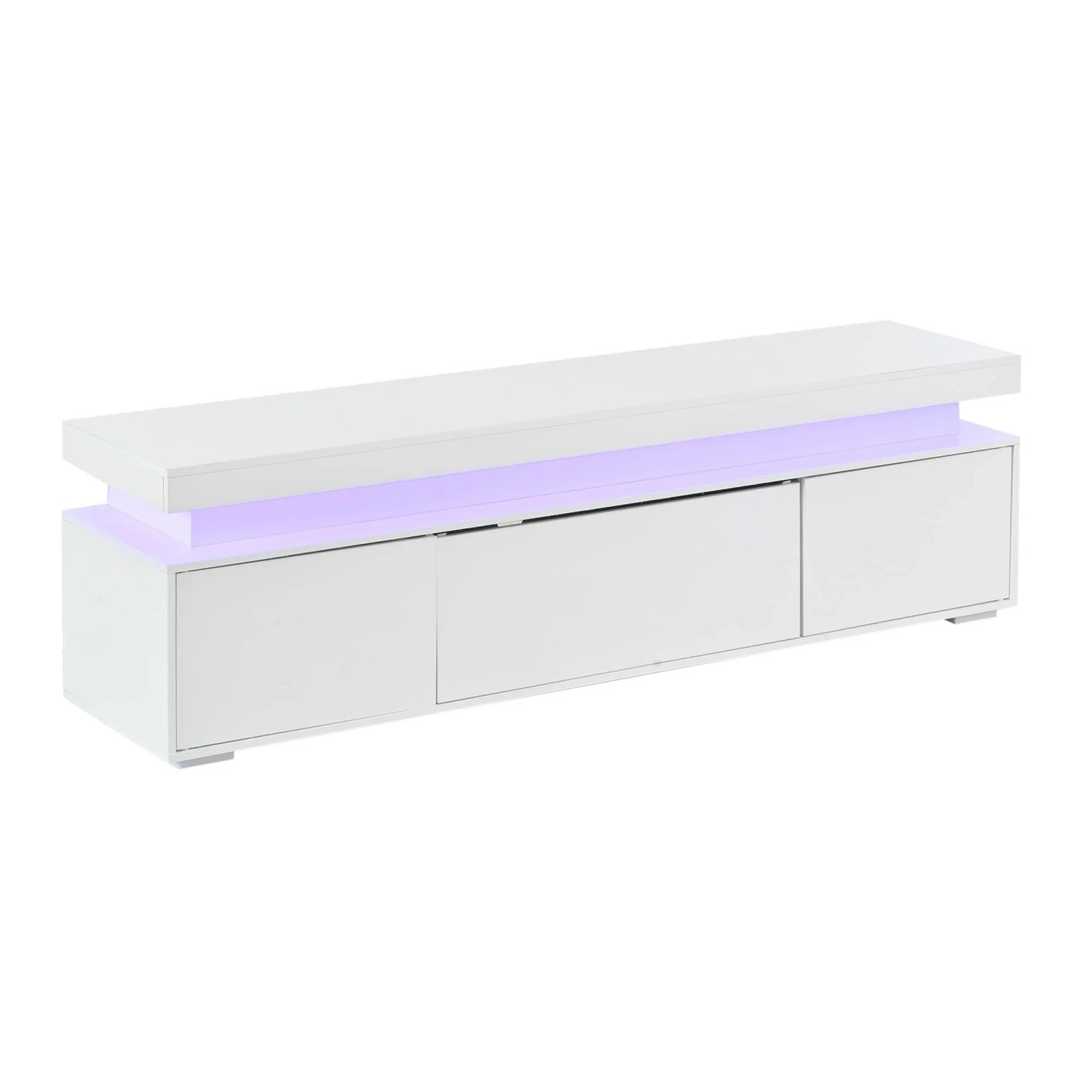 okwish TV Schrank mit LED Lowboard Stauraum Wohnzimmer 150x35x43cm Weiß