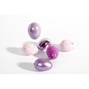Brauns-Heitmann Ostereier, lila und rosa, 6 cm, 6er-Set, zum Aufhängen.