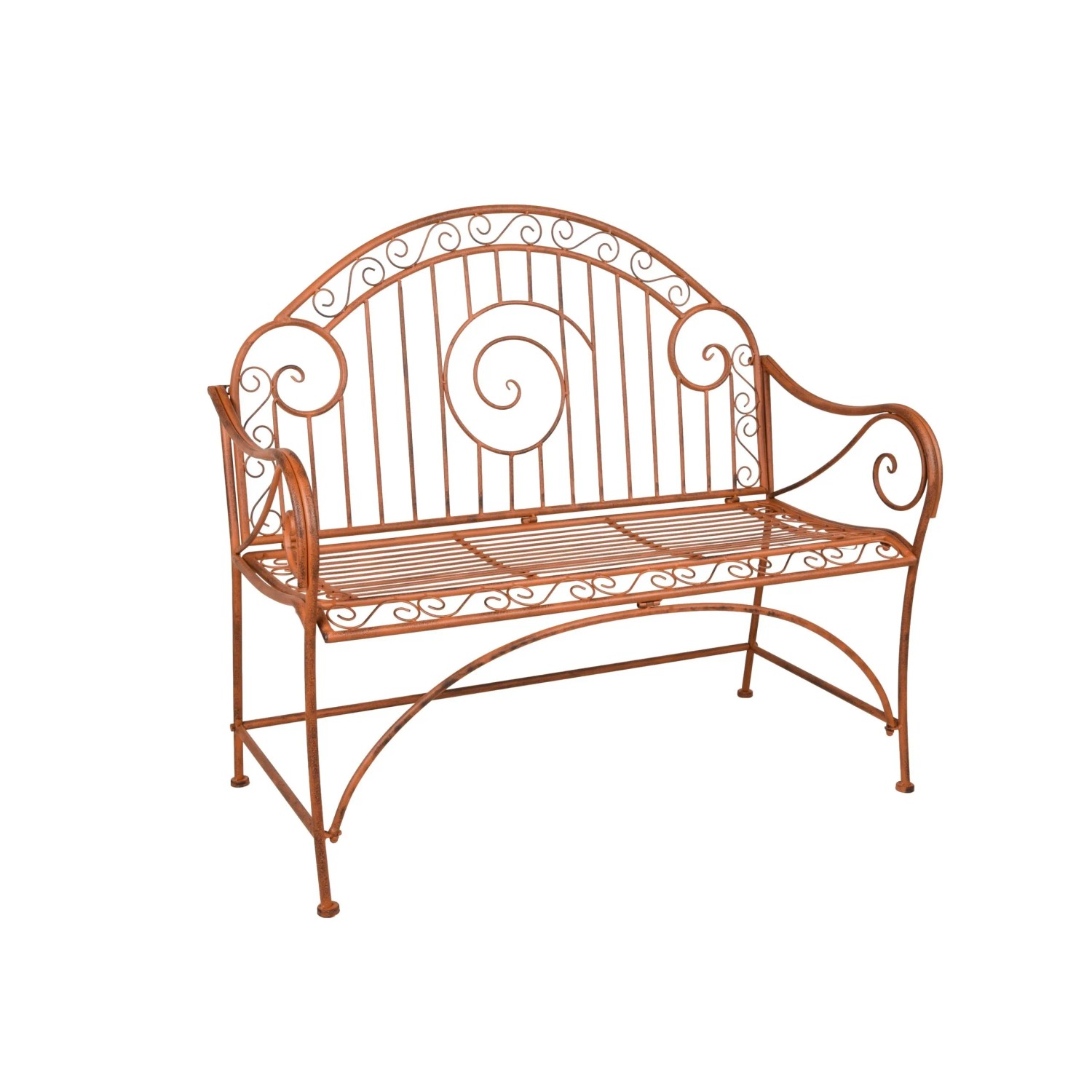 DELUKE Gartenbank RAGNA 112cm Breit Stahl Rostbraun Terrassenbank Wetterfest Sitzbank Outdoor Bank
