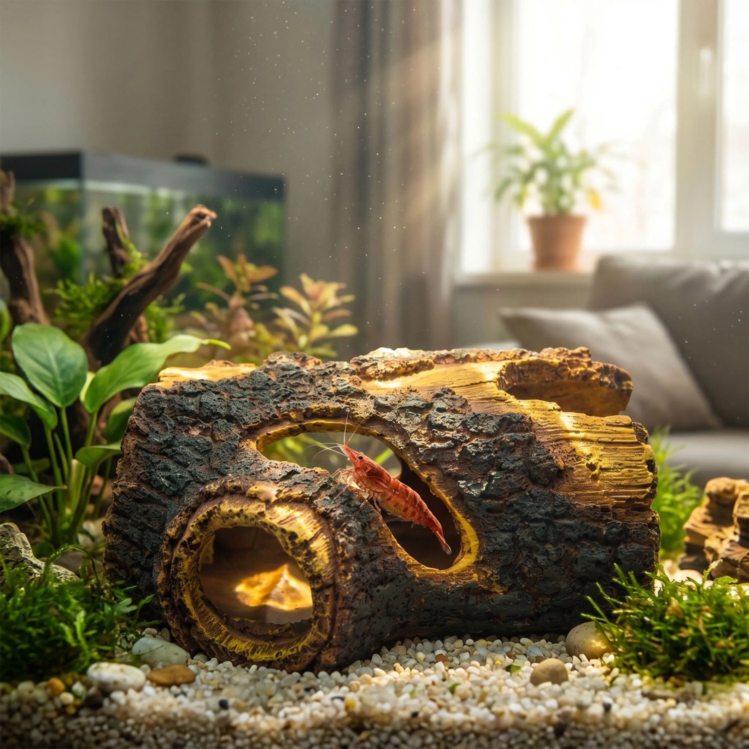 Relaxdays Aquariumdekoration Baumstamm Polyresin Braun Ungiftig Versteckhöhle für Süßwasser und Salzwasser 5,5 cm x 13,5 cm x 9 cm 0,14 kg_5