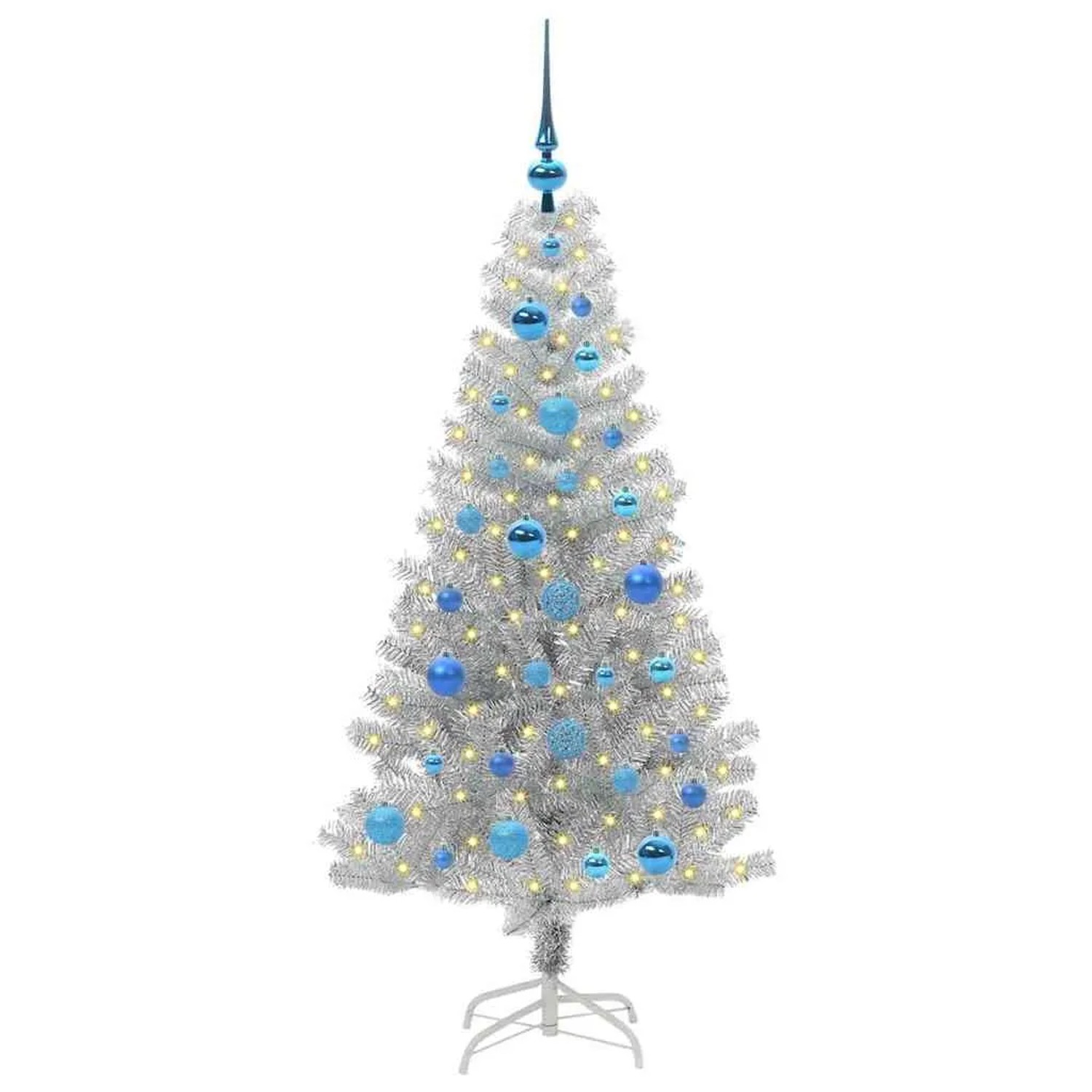 vidaXL Weihnachtsbaum mit 150 LEDs mit Ständer Silber 150 cm PET 3396668