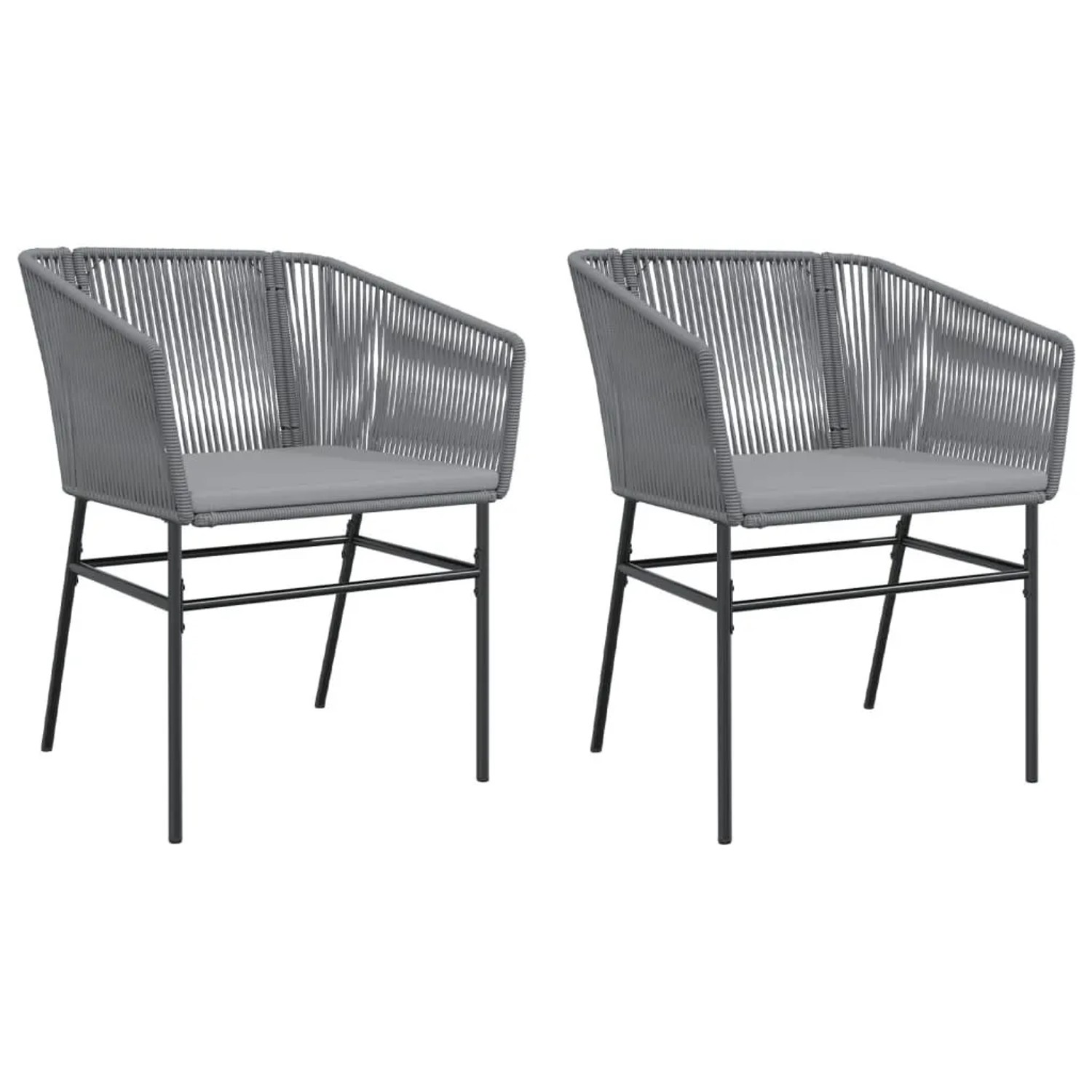 Furnicato Gartenstühle 2 Stk Mit Kissen Grau Poly Rattan