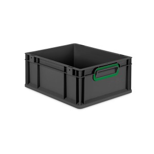 PROREGAL Eurobox Nextgen Color HxBxT 17x30x40cm 16 Liter Griffe Grün Geschlossen Schwarz Eurobehälter Transportbox Transportbehälter