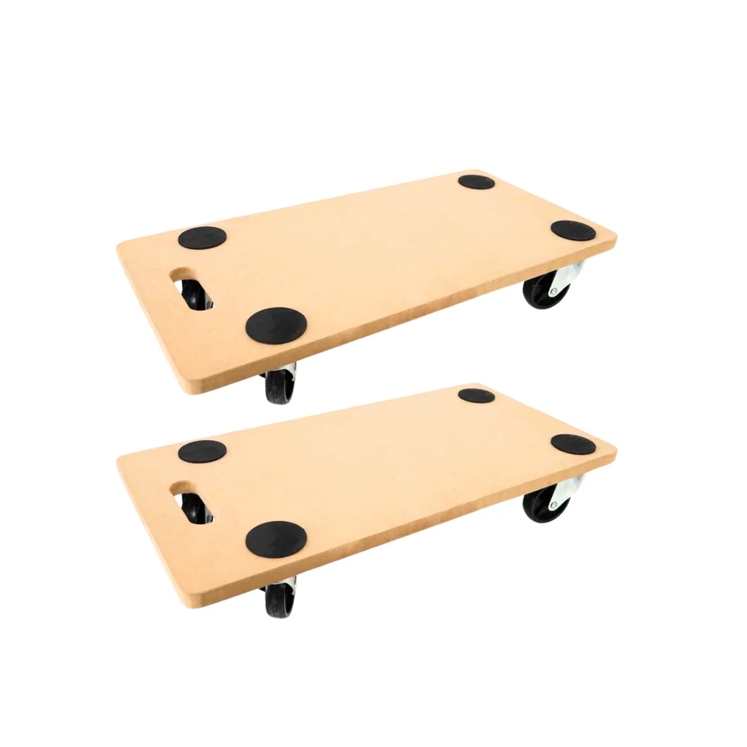 PROREGAL Mega Deal 2x Profi Transportroller mit 4 Rollen HxBxT 11,5 x 30 x 60 cm Traglast 200 kg MDF Holzplatte Braun
