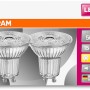 2er Set Osram GU10 LED-Leuchtmittel, 4,3W, warmweiß, 350lm, 5,2x5cm. Energiesparende LED für Wohnräume.