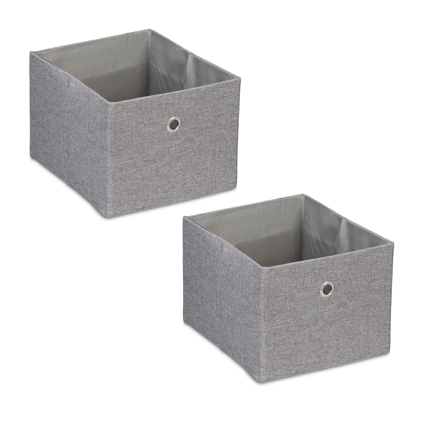 Relaxdays Aufbewahrungsbox 2er Set Stoff Grau Faltbar 16 cm x 20,5 cm x 25 cm