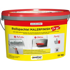 Weber Rollspachtel Malerfinish to go, 15kg Eimer. Roll- und Glättspachtel für Wand und Decke.