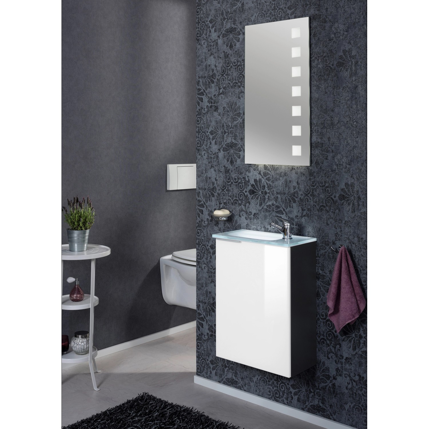 Fackelmann Waschbeckenunterschrank SBC, anthrazit/weiß, 44 cm breit. Badmöbel mit Softclose.