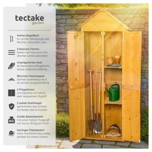 Tectake Gartenschrank Mit Satteldach Kadi Aus Imprägniertem Nadelholz Zwei Regalböden  80 50 x 60 x 213 50 cm Braun