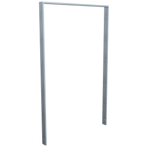 Schake Ahnlehnbügel aus feuerverzinktem Flachstahl, 750 mm breit, ohne Querholm.