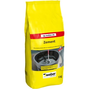 Weber Zement 5 kg im gelben Sack, Portlandzement für Mörtel, Putz und Beton.