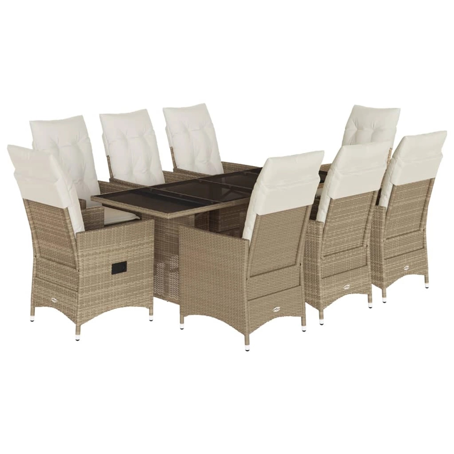 vidaXL 9-Tlg Garten-Essgruppe mit Kissen Beige Poly Rattan 3276809 günstig online kaufen