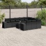 Schwarze 11-tlg. vidaXL Garten-Sofagarnitur aus Poly Rattan mit Kissen. Gartenmöbel für Terrasse und Garten.