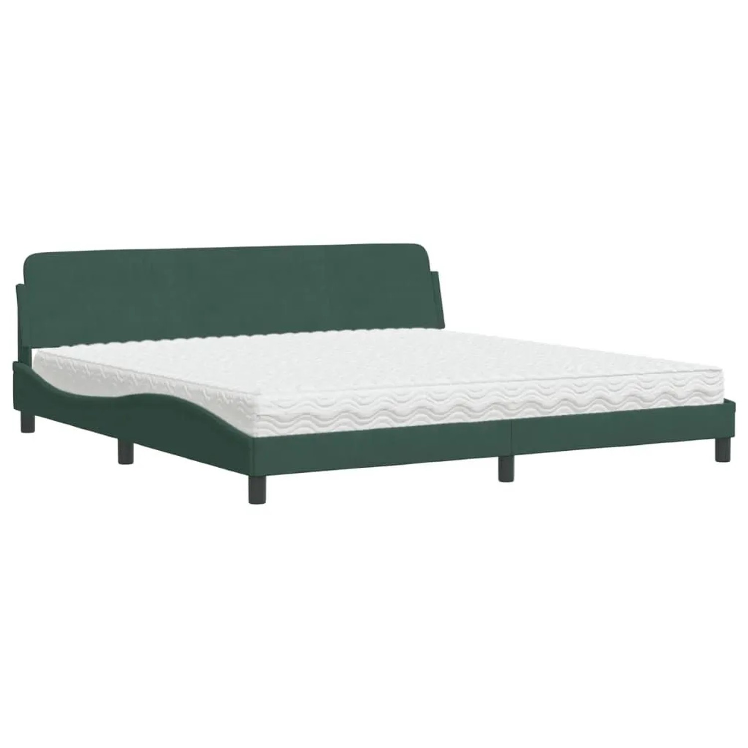 vidaXL Bett mit Matratze Dover Dunkelgrün 200x200 cm Samt 3208474