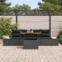 vidaXL Garten Essgruppe 5-tlg. in Schwarz/Braun mit Polyrattan, Stahl und Akazienholz.
