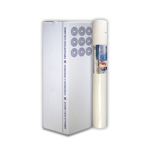 Karton Profhome Renoviervlies mit einer Rolle glatter, weißer Vliestapete.