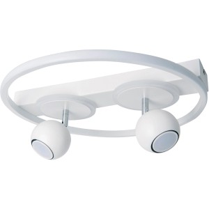 Moderne, weiße LED-Deckenleuchte Ronda von Näve mit 2 Spots und LED-Ring, 40 cm Durchmesser.