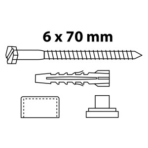 Kirchhoff Befestigungssatz für Stand-WC, M6 x 70 mm, weiß, bestehend aus Schraube, Dübel, Kappe und Scheibe.