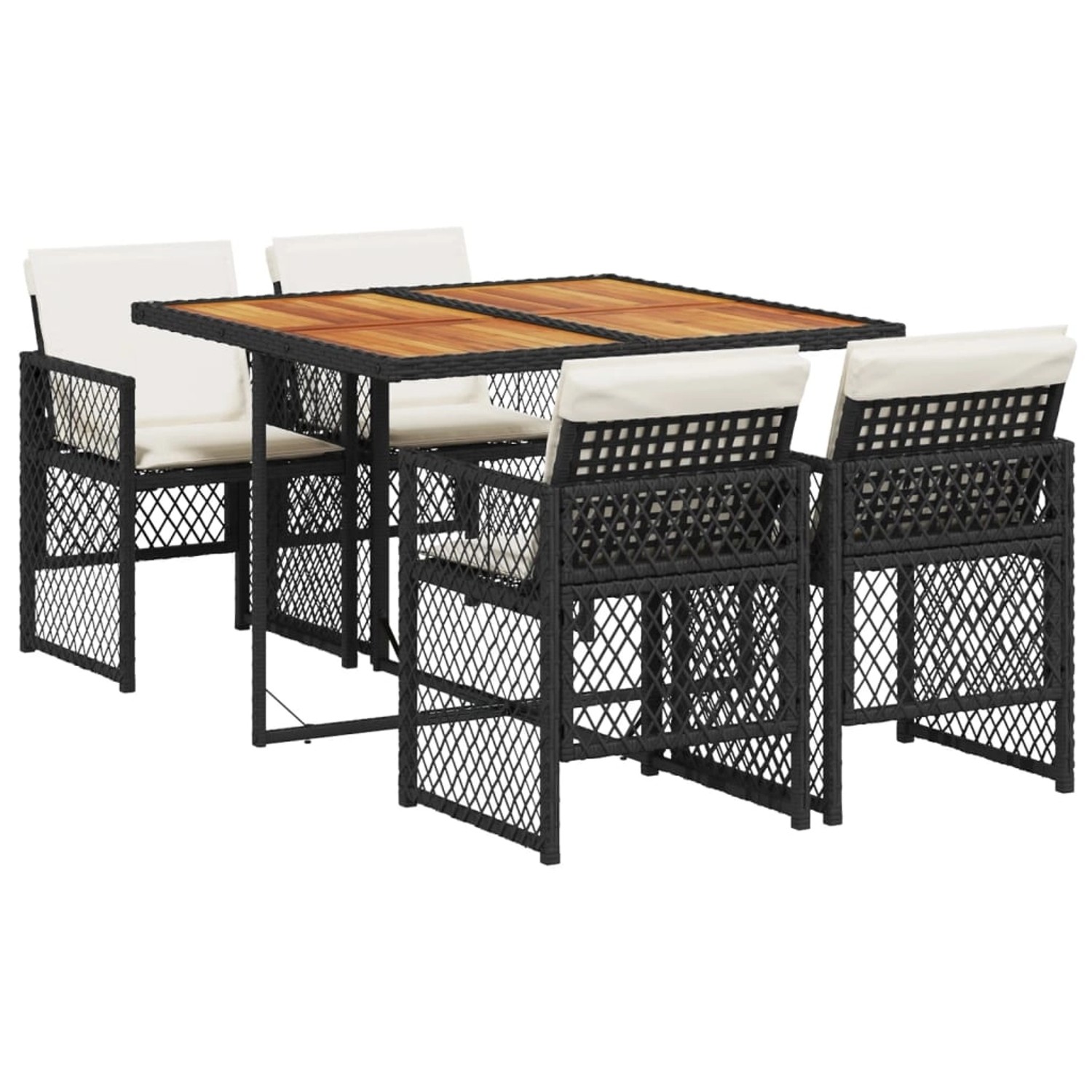 vidaXL 5-Tlg Garten-Essgruppe mit Kissen Schwarz Poly Rattan 3210723 günstig online kaufen