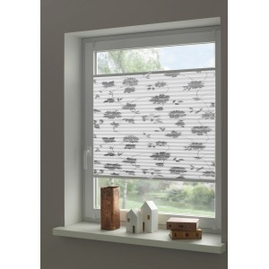 Gardinia Plissee Concept 50x130 cm, Dekor Blüte, blickdicht und lichtdurchlässig am Fenster.