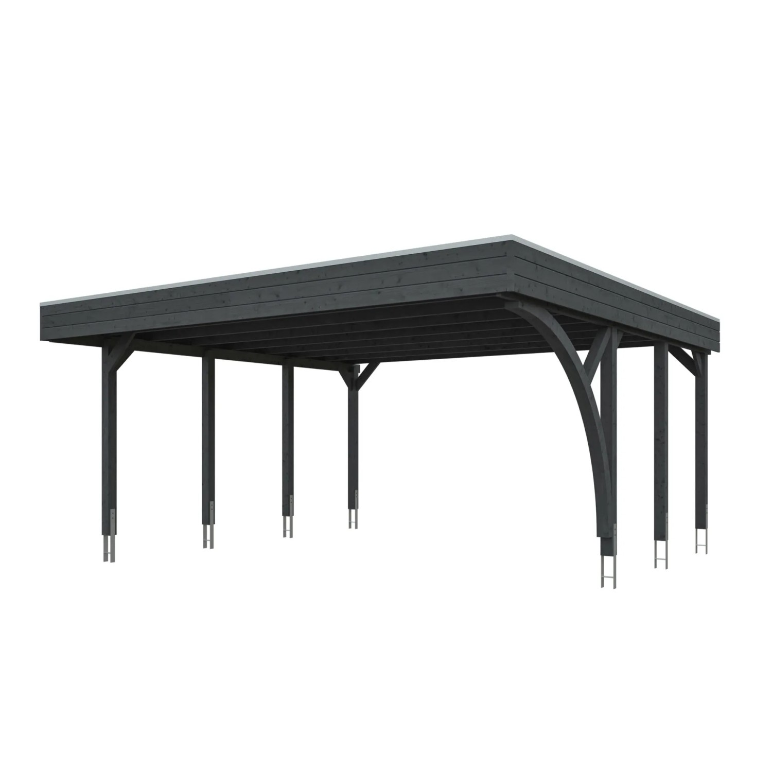 Skan Holz Carport-Set Friesland G m. Einfahrtsbogen 546 cm x 555 cm Schiefergrau