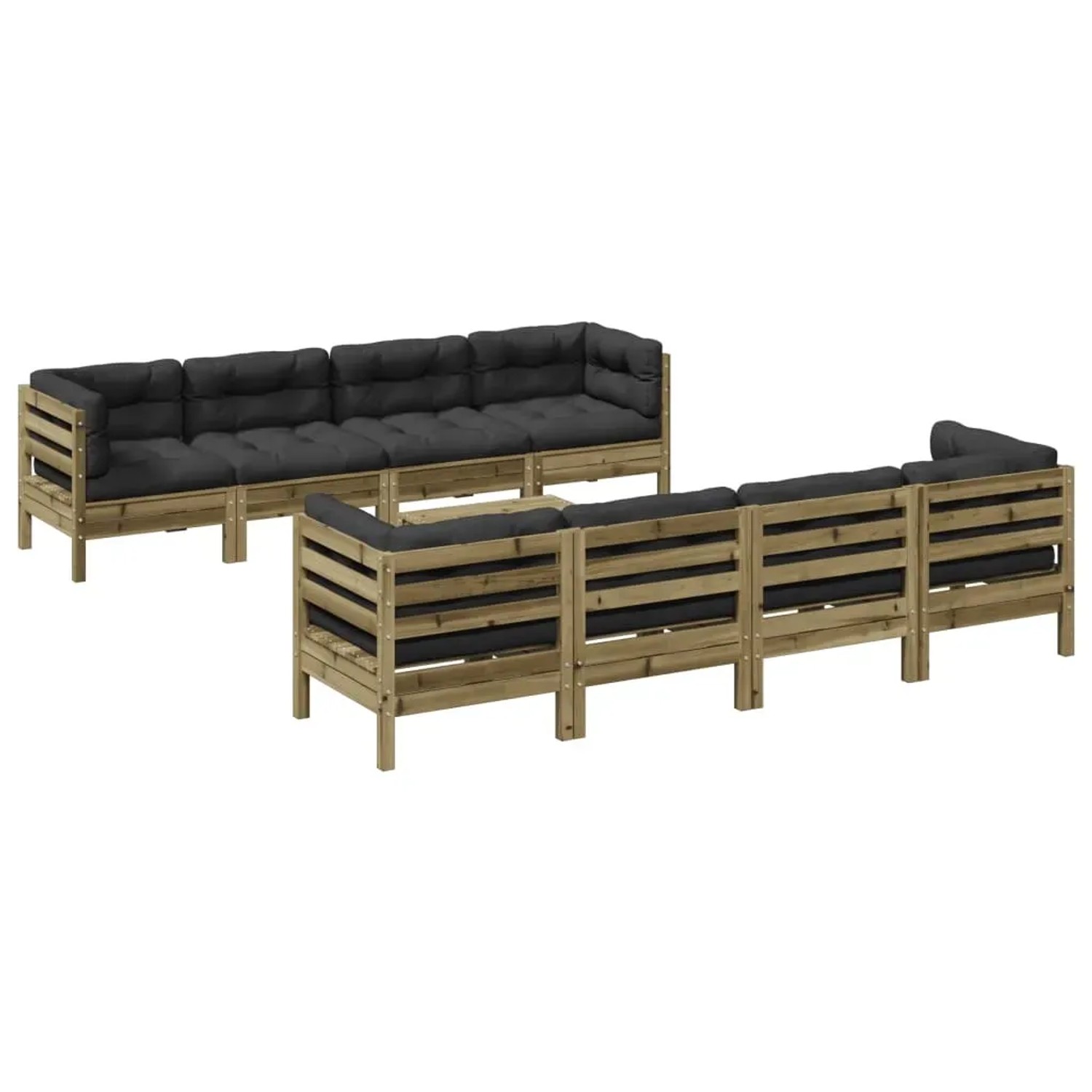 vidaXL 9-Tlg Garten-Sofagarnitur mit Kissen Kiefernholz Imprägniert 3299364 günstig online kaufen