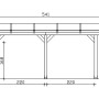 Technische Zeichnung der Skan Holz Terrassenüberdachung Andria 541x250 cm mit Maßangaben.