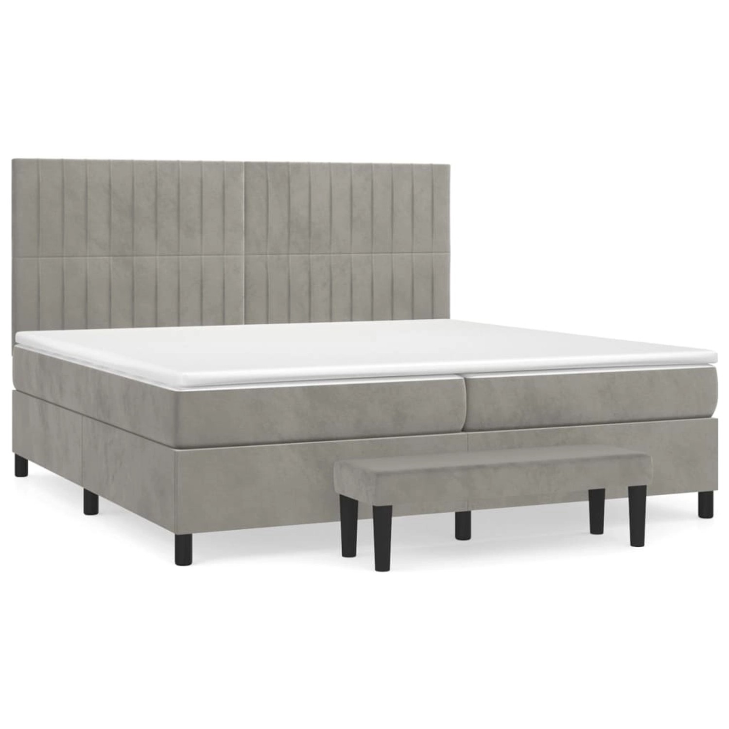 vidaXL Boxspringbett mit Matratze Hellgrau 200x200 cm Samt1469457