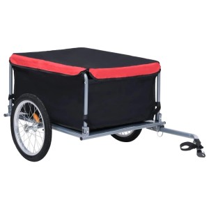 DELUKE Fahrrad Lastenanhänger FARI, schwarz-rot, bis 65kg, klappbare Deichsel.