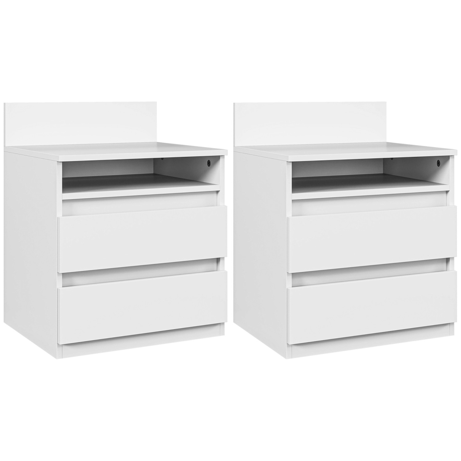 HOMCOM Nachttisch Beistelltisch Spanplatte Weiß 39,6L x 32,3B x 50,4H cm günstig online kaufen