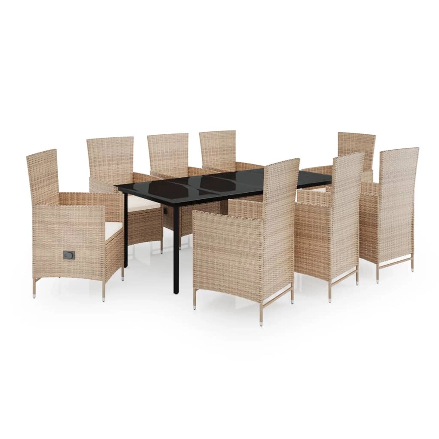 vidaXL 9-Tlg Garten-Essgruppe mit Auflagen Beige 3099442
