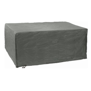 Graue Schutzhülle für Loungemöbel, 215x215x90 cm, mit Reißverschlüssen und Kordelzug.