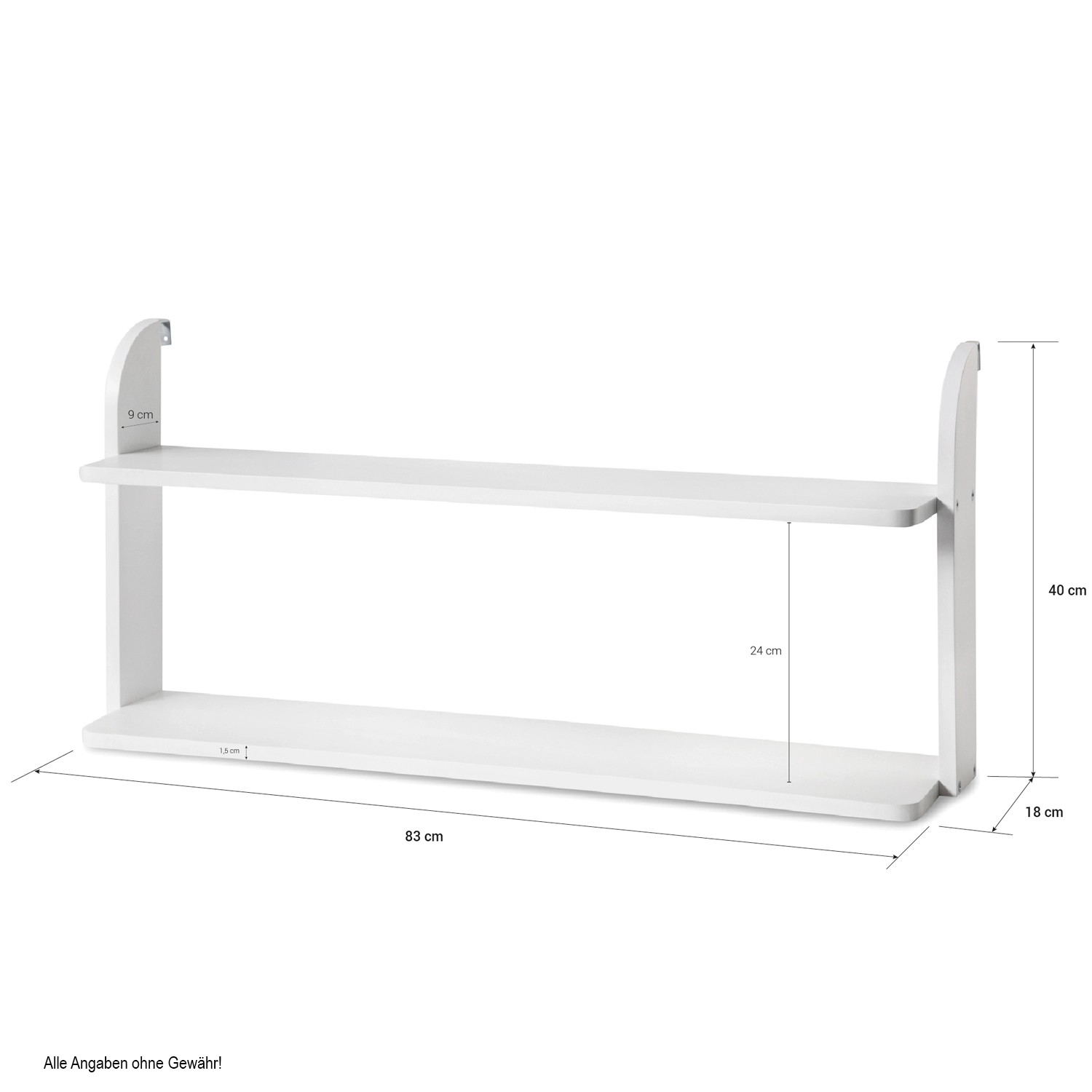Weißes Homestyle4u Einhängeregal für Hochbetten, Kiefernholz, 2 Ablagen.